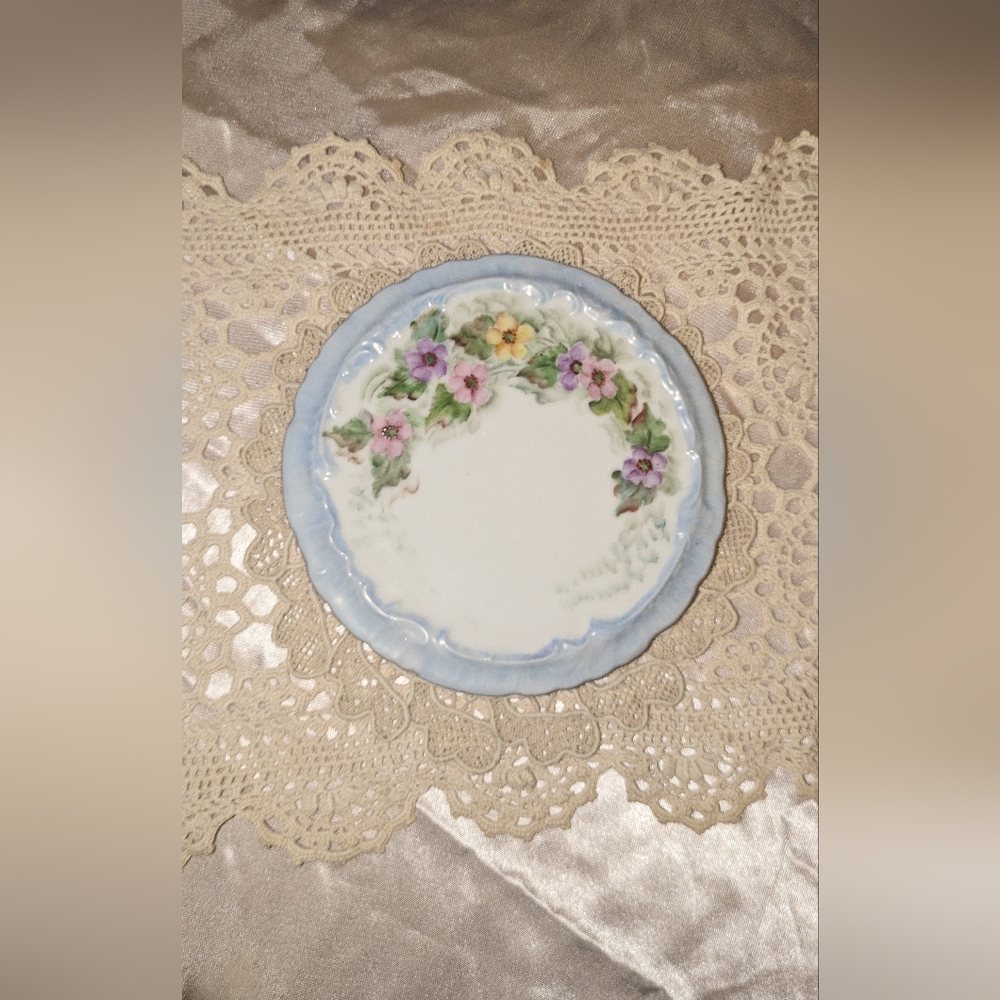 Signed Dot Wolfley Hand Painted Floral Plate 1964